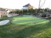 Putting Green With Pondless Water Feature And Sandtrap